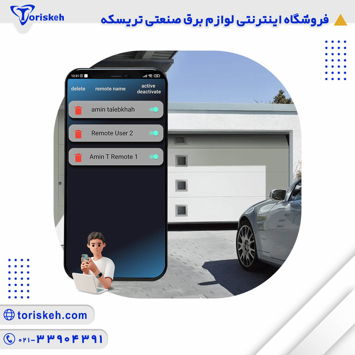 درب بازکن هوشمند 3 رله هانتک WIFI+SMS+RF-107